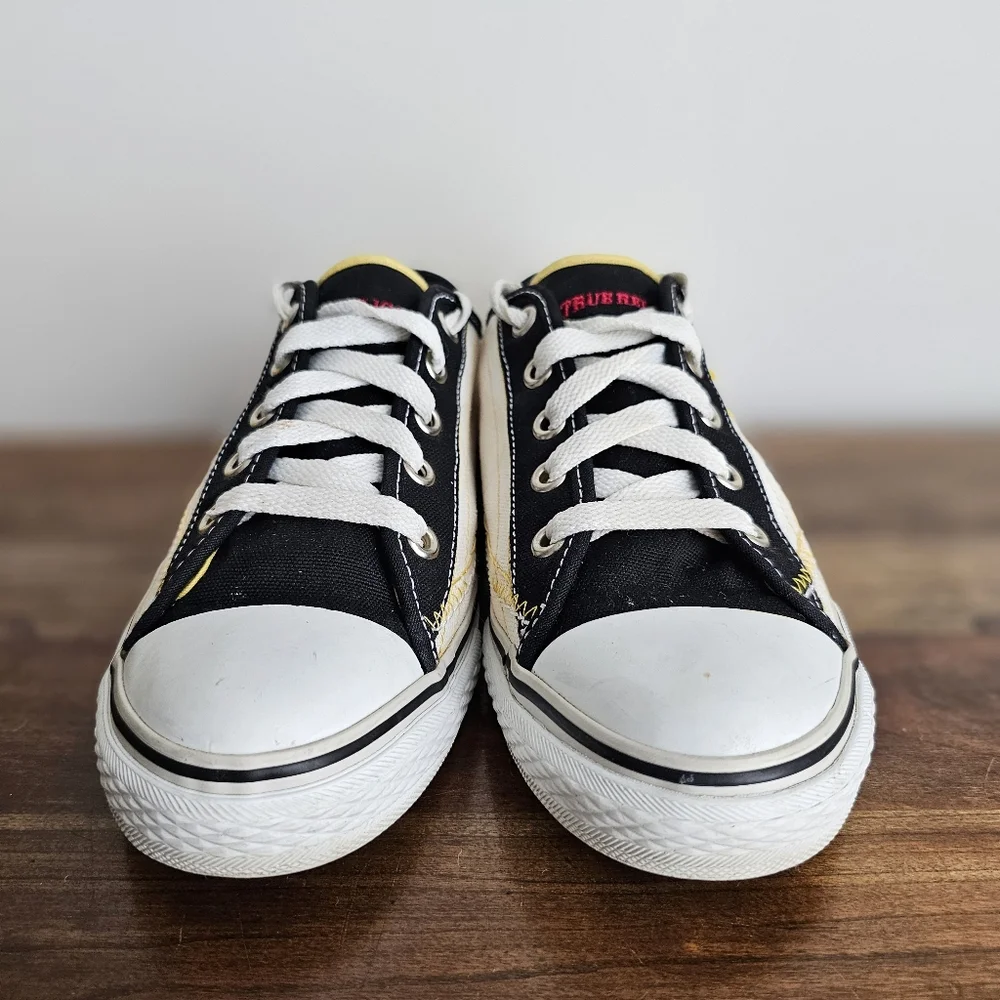 True Religion Rare Low Top Y2K Vintage Black Yellow White Sneakers Men's Size 8
